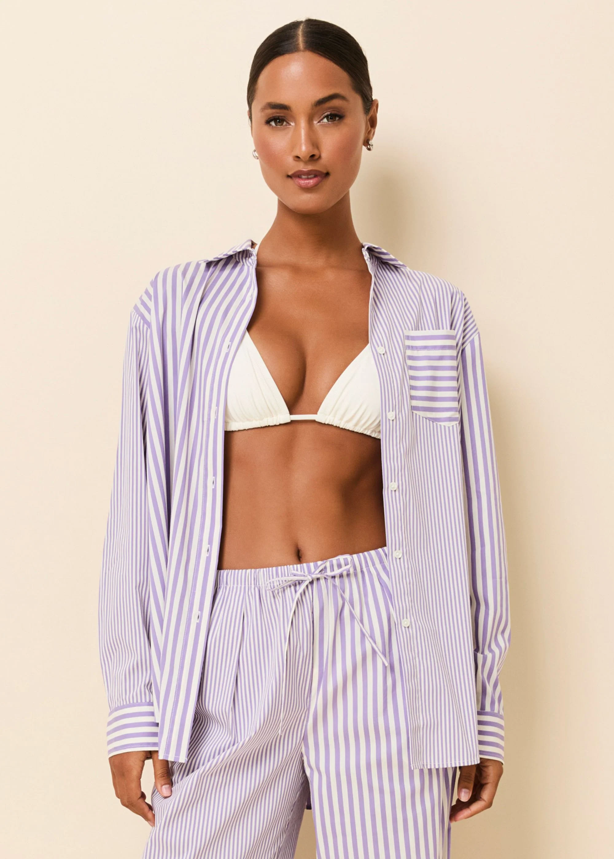 Avril Button Down Ultra Violet Stripe