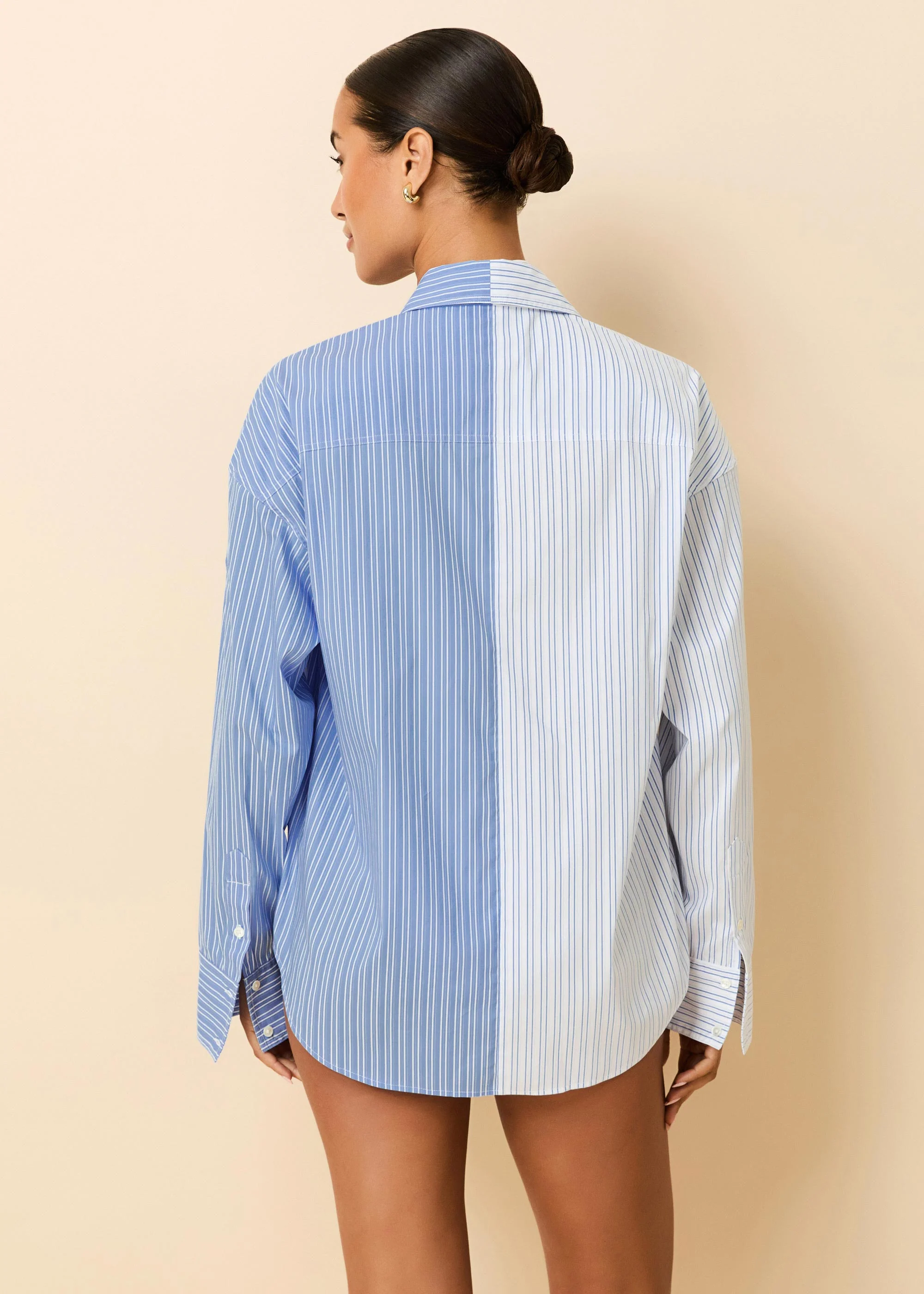 Dylan Button Down Shirt Blue Stripe Shirting - Image 2