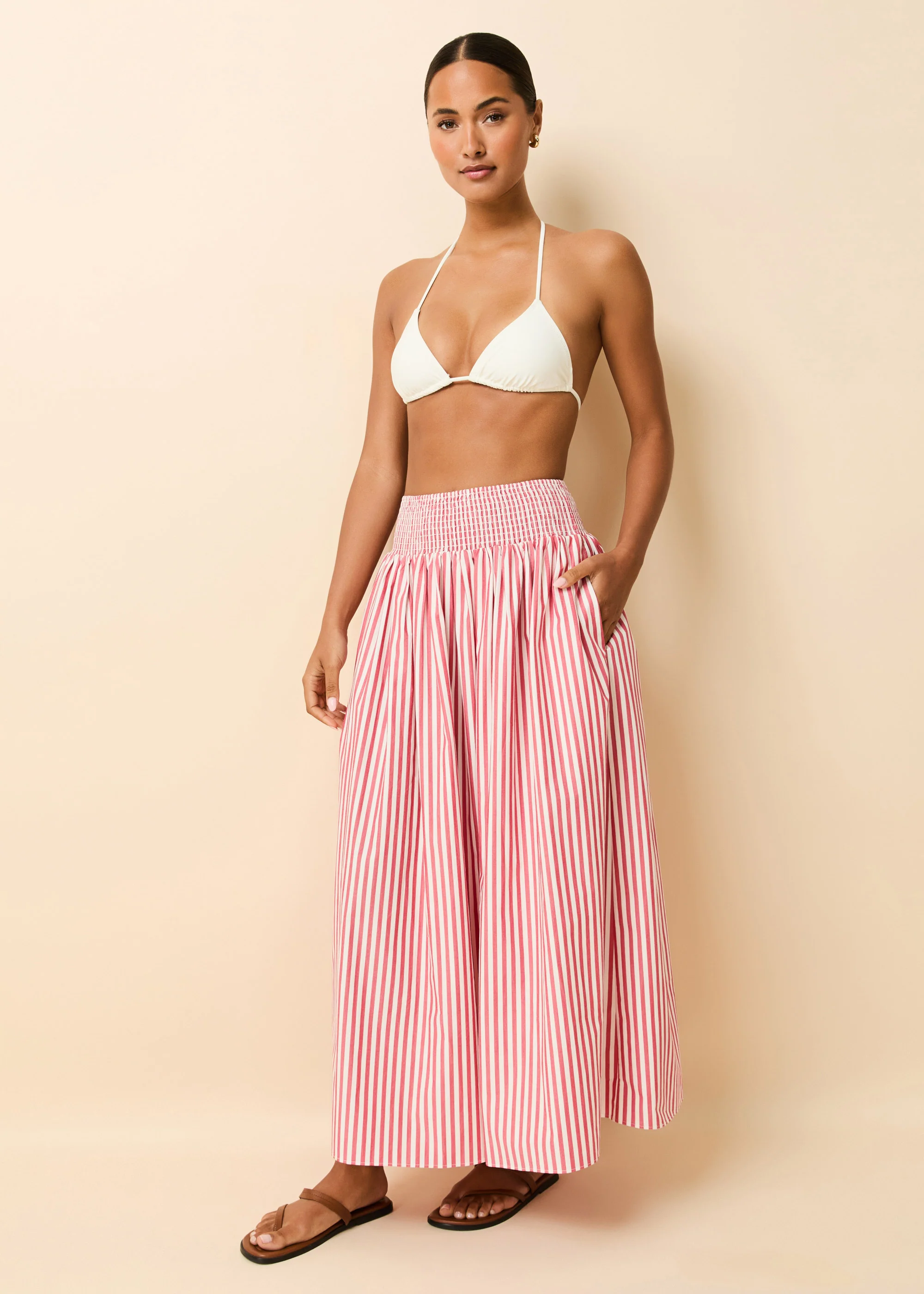 Noreen Skirt Washed Red / Optic White Stripe - Image 2
