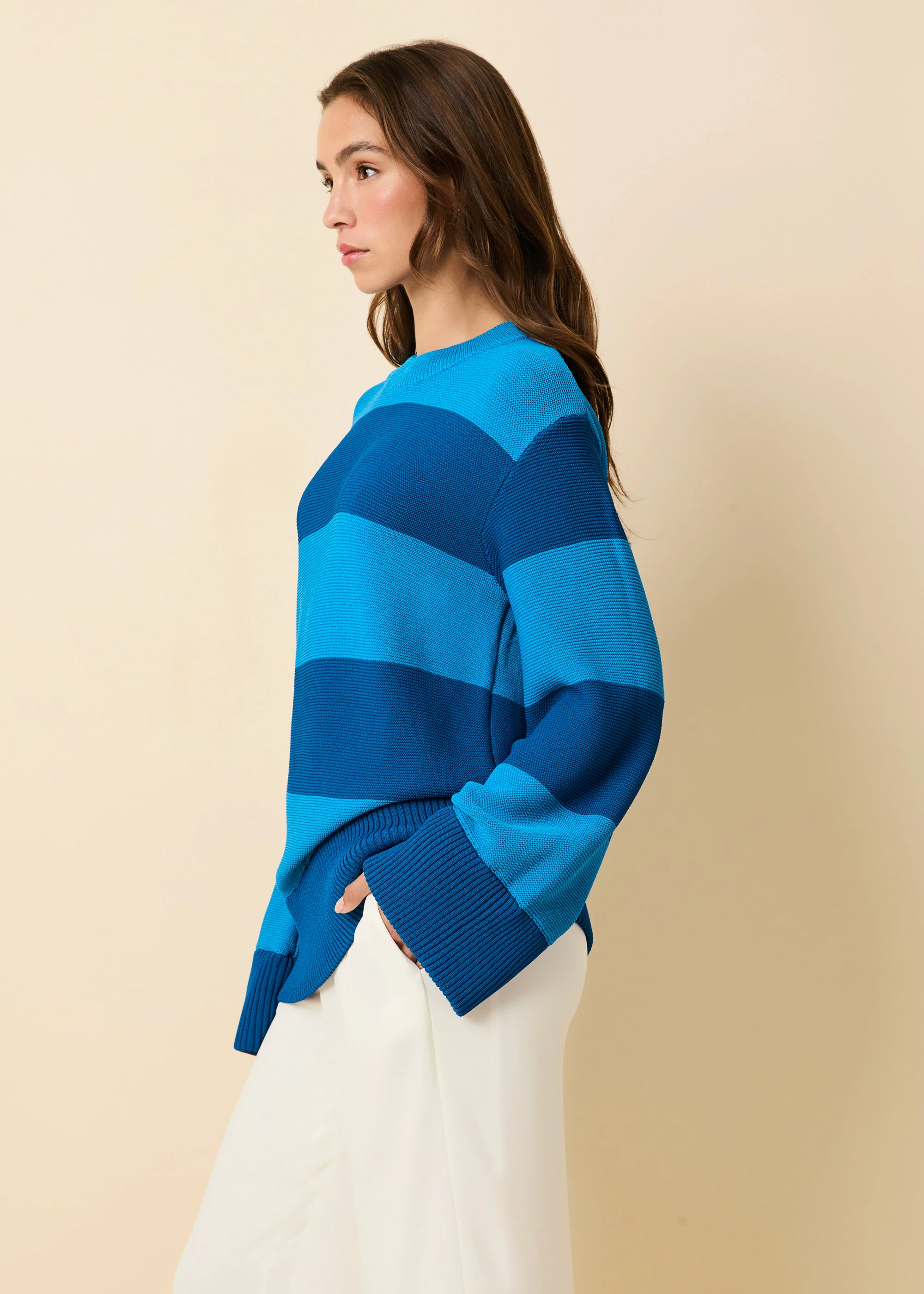 Tate Sweater Rugby Stripe Cosmic Blue - Image 2