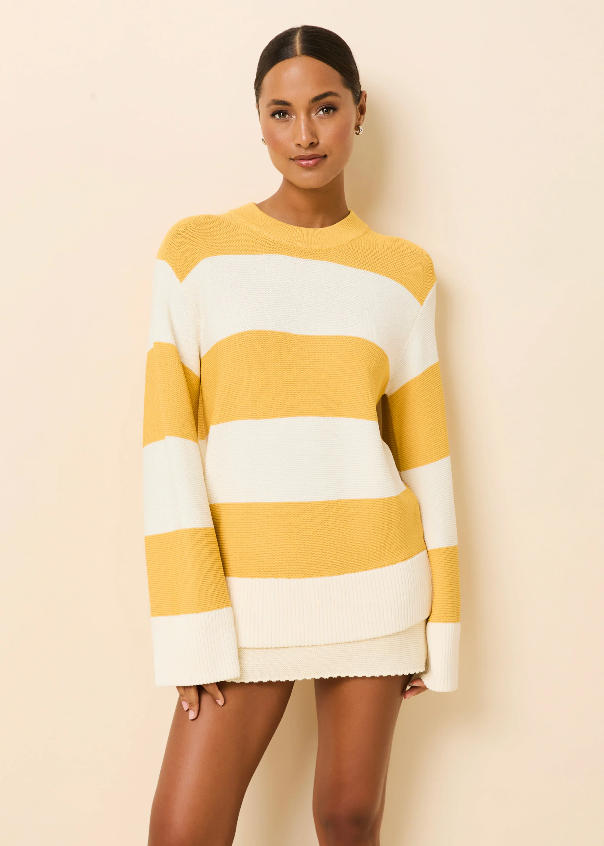 Tate Sweater Rugby Stripe Lemon / Brule
